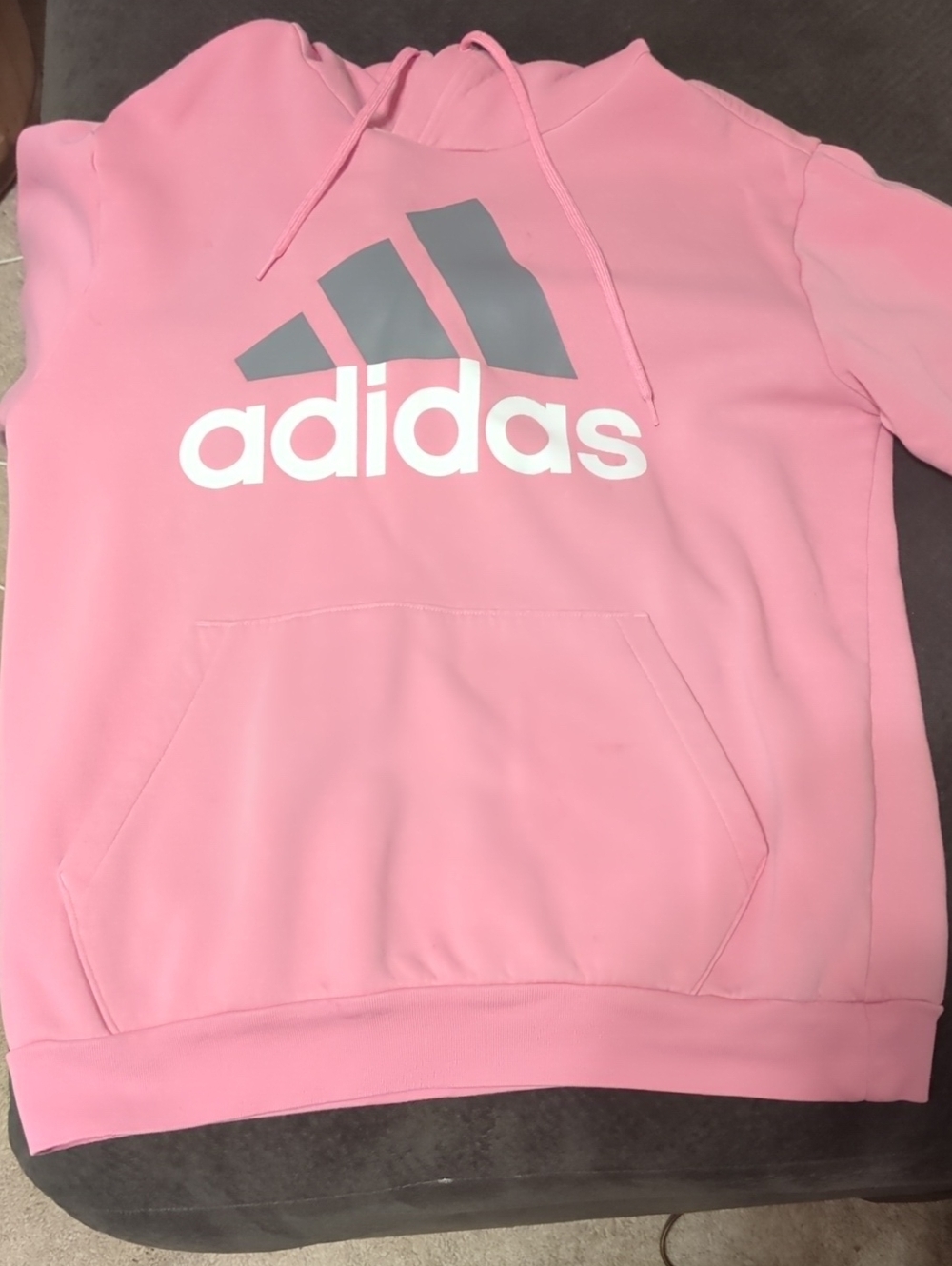 adidas Pink Hoodie with Gray Logo